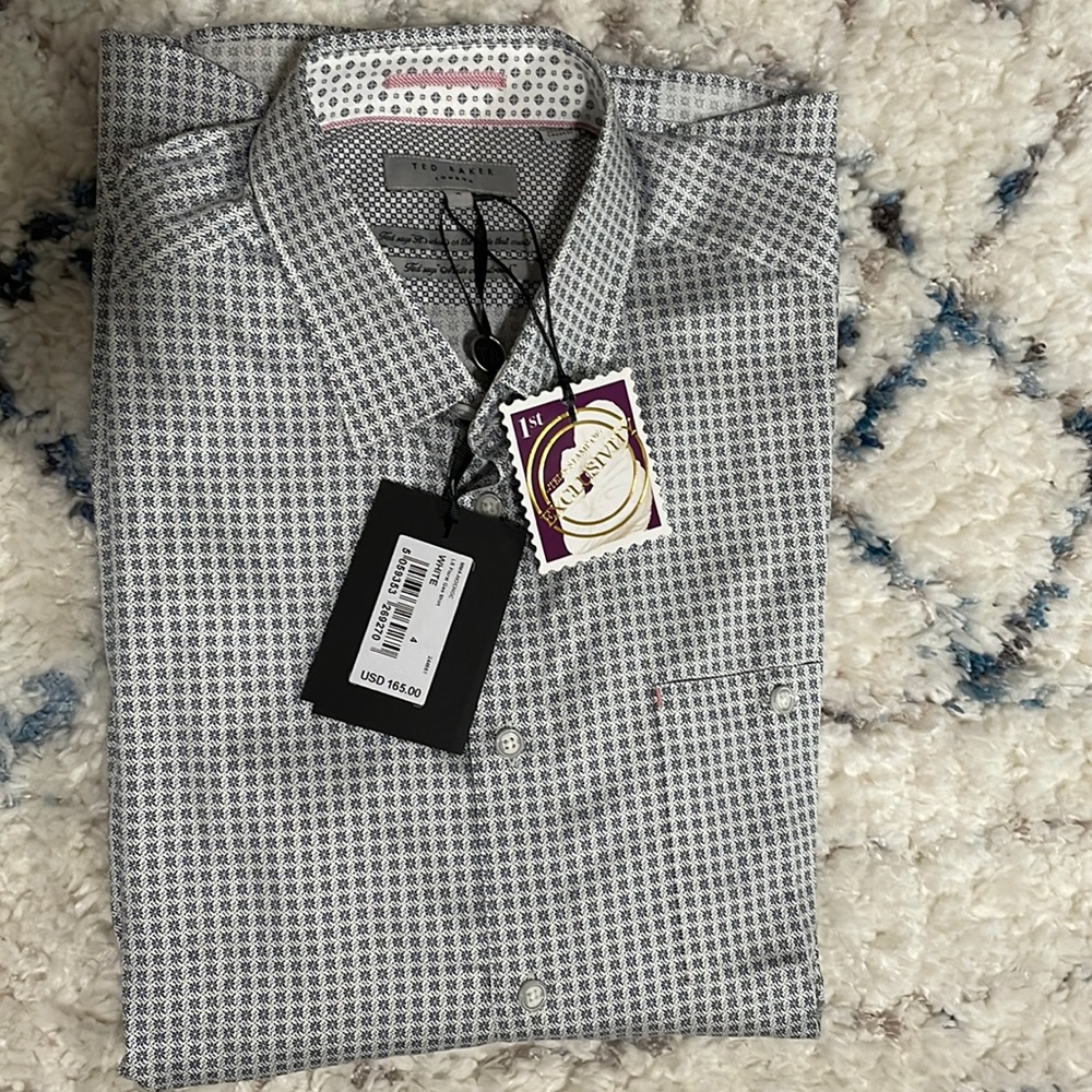 Ted Baker Floral Geo Dress Shirt, NWT Size 4
